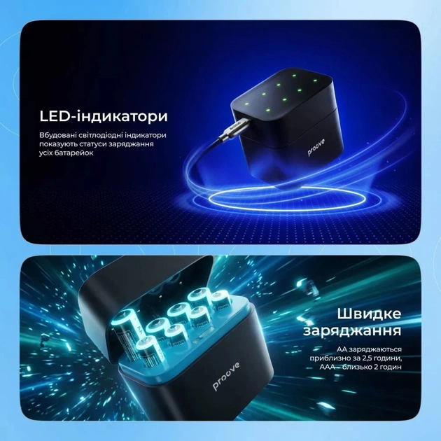 Зарядний пристрій Proove Compact Station 8pcs (4xAAA + 4xAA) Black (RBCS00000001) - зображення 7