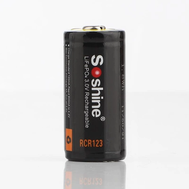 Акумулятор Soshine CR123A/16340 600mAh 1шт - изображение 1