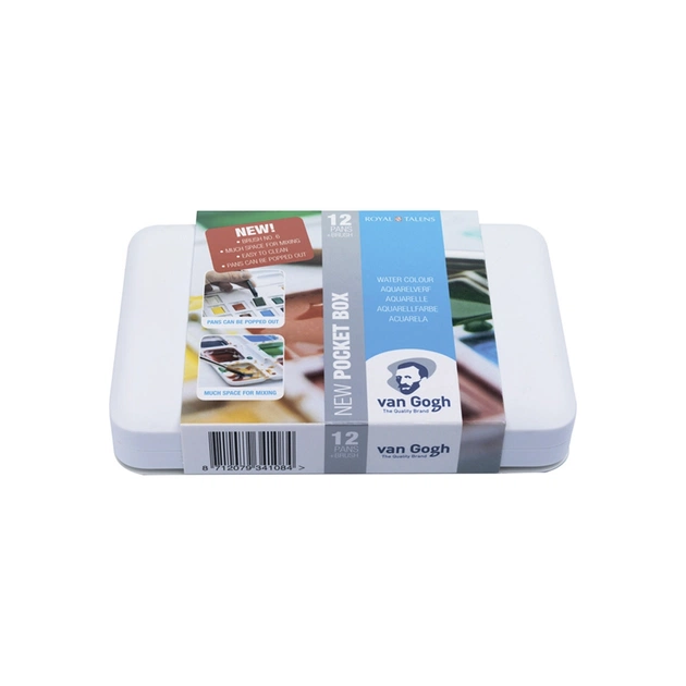 Акварельні фарби Royal Talens Van Gogh Pocket box 12 кювет + пензлик, пластик (8712079341107) - зображення 1
