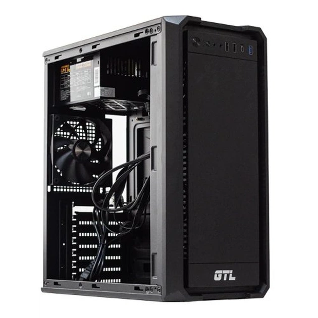 Корпус GTL 3804N1-U3C Black, БП 500W, Midi Tower, ATX / MicroATX / Mini ITX, 2xUSB 2.0, 1xUSB 3.0, 1xUSB 3.0 Type-C, CPU - 155мм/VGA - 330мм, 375x195x413 мм, 0.4 мм, 2.6 кг - изображение 1