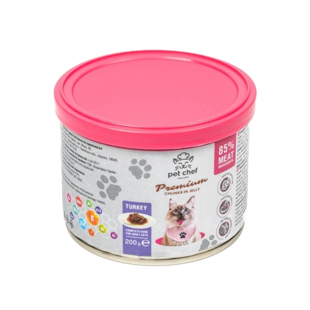Вологий корм для кішок Pet Chef З індичкою 200 г (4820255194035) - зображення 1