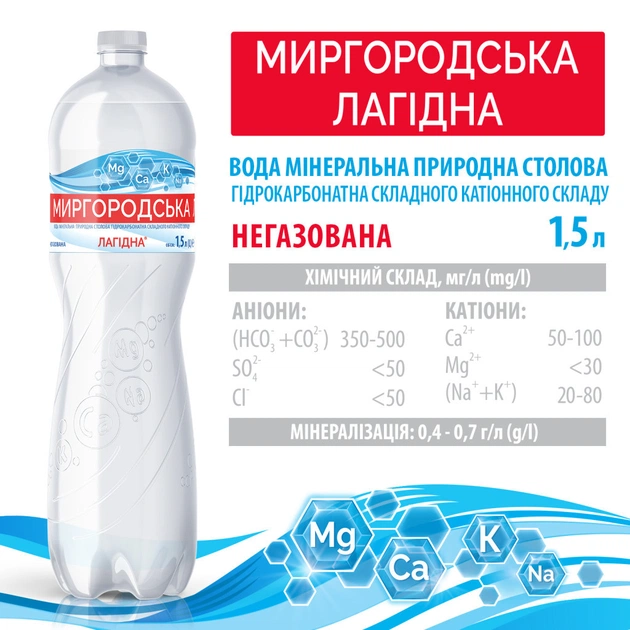 Мінеральна вода Миргородська Лагідна 1.5 н/газ пет (4820000431026) - изображение 5
