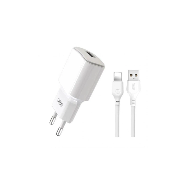Зарядний пристрій XO L73 2.4A/1USB + cable lightning White (XO-L73i-WH) - изображение 1