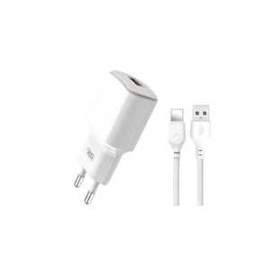 Зарядний пристрій XO L73 2.4A/1USB + cable lightning White (XO-L73i-WH) зображення 1