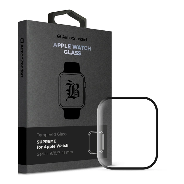 Скло захисне Armorstandart Supreme Black Icon Apple Watch Series 9/8/7 41 mm (ARM77080) - изображение 1
