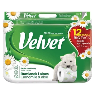 Туалетний папір Velvet Делікатний з ароматом ромашки 3 шари 12 рулонів 153 відриви (5901478998637) зображення 1