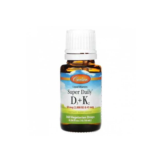 Витамин Carlson Витамин D3+K2 в каплях, 2000 МЕ и 45 мкг, Super Daily D3+K2, (CAR-10500) - изображение 3