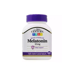 Амінокислота 21st Century Мелатонін, 10 мг, вишневий смак, Melatonin, 120 таблеток (CEN-27503) зображення 1