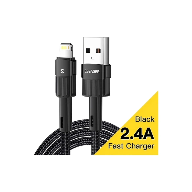 Дата кабель USB 2.0 AM to Lightning 1.0m 2.4A black Essager (EXCL-XC01) - зображення 1