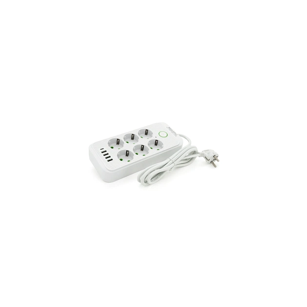 Сетевой фильтр питания Voltronic F06U, 6 роз EU, 4USB White (F06U-White) - изображение 1