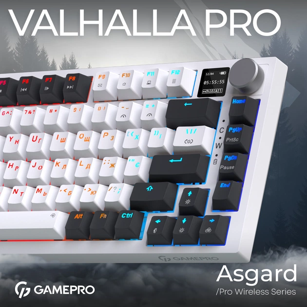 Клавиатура беспроводная GamePro Asgard Valhalla QLAB Sakura Switch White With Display (MK160-W-D-QS-PRO) - изображение 3