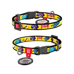 Нашийник для тварин WAUDOG Nylon з QR паспортом "Мохнаті монстри" для котів та дрібних порід собак, XS (278-4050) зображення 1