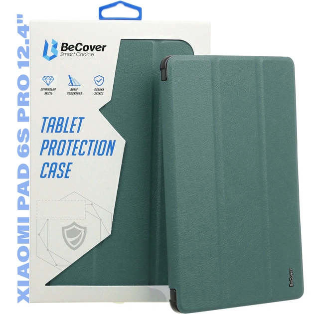 Чохол до планшета BeCover Smart Case Xiaomi Pad 6S Pro 12.4" Dark Green (711085) - изображение 1