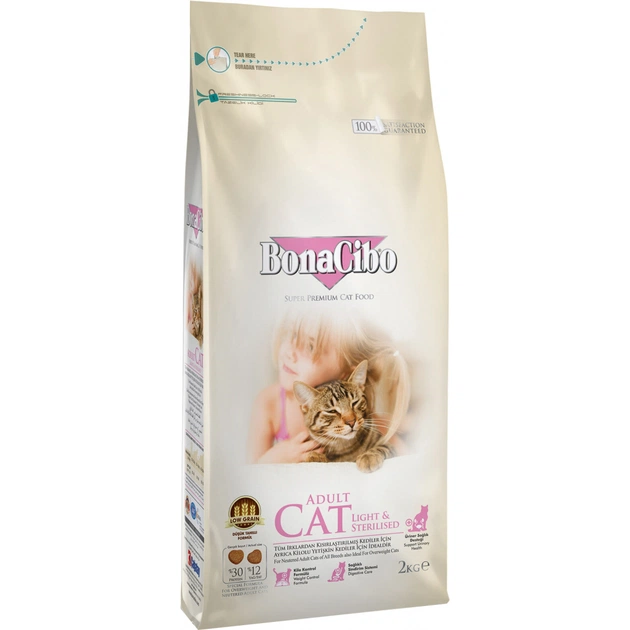 Сухой корм для кошек BonaCibo Adult Cat Light&Sterilized 2 кг (8694686406137) - изображение 1