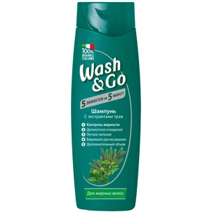 Шампунь Wash&Go з екстрактами трав для жирного волосся 400 мл (8008970042213) зображення 1