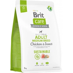 Сухий корм для собак Brit Care Dog Sustainable Adult Medium Breed з куркою та комахами 3 кг (8595602558698) picture 1