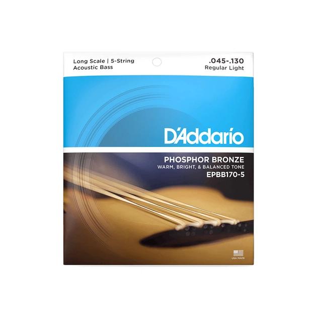 Струны для гитары D'Addario Acoustic Bass Phosphor Bronze Light 5-String (45-130) (EPBB170-5) - изображение 1