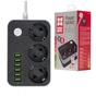 Мережевий фільтр живлення ColorWay CW-CHЕ36B, 3 розетки/6USB Black 1.8M (CW-CHE36B) - зменшене зображення 2