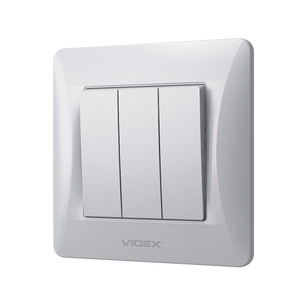 Вимикач Videx BINERA 3кл срібний шовк (VF-BNSW3-SS) зображення 1