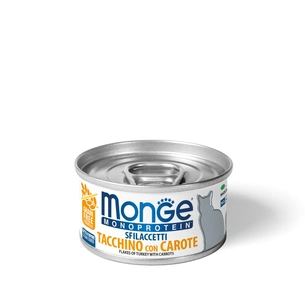 Консерви для котів Monge Cat Monoprotein м'ясні пластівці з індички та моркови 80 г (8009470007191) зображення 1