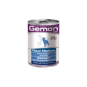 Консерви для собак Gemon Dog Wet Medium Adult шматочки з тунцем та лососем 415 г (8009470387880) зображення 1