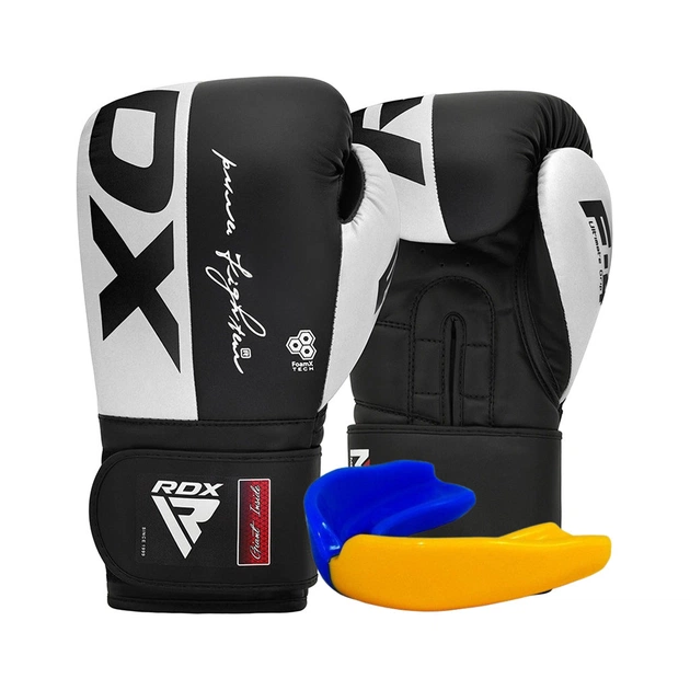 Боксерські рукавички RDX F4 Boxing Sparring Gloves Hook & Loop White/Black 10 унцій (BGR-F4B-10OZ) - зображення 1