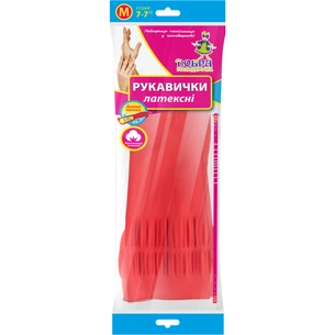 Рукавички господарські Добра Господарочка латексні надміцні з довгим манжетом червоні M 2 шт. (4820086521406) зображення 1