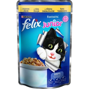 Вологий корм для кішок Purina Felix Fantastic Junior в желе з куркою 100 г (7613035072848) зображення 1
