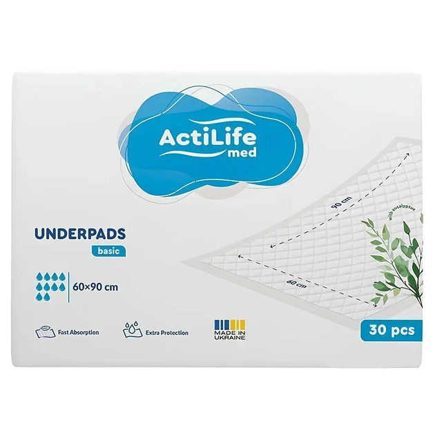 Пелюшки для малюків ActiLife Med Basic 60 х 90, 30 шт (4820174981488) - зображення 1