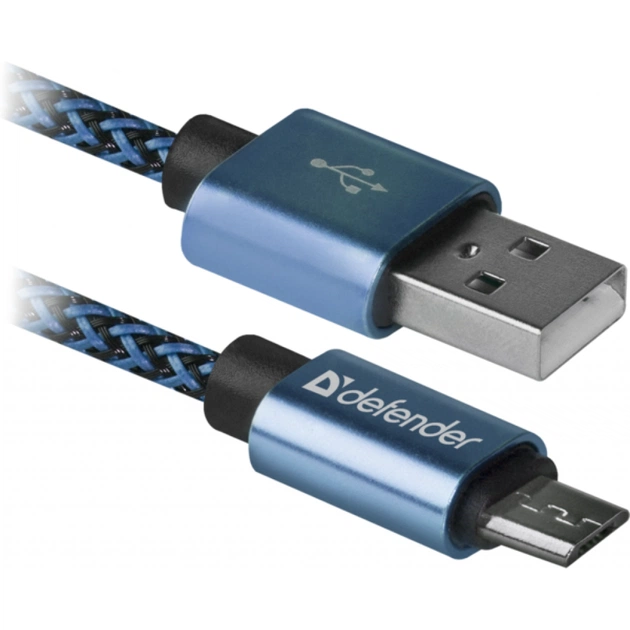 Дата кабель USB 2.0 AM to Micro 5P 1.0m USB08-03T blue Defender (87805) - изображение 1