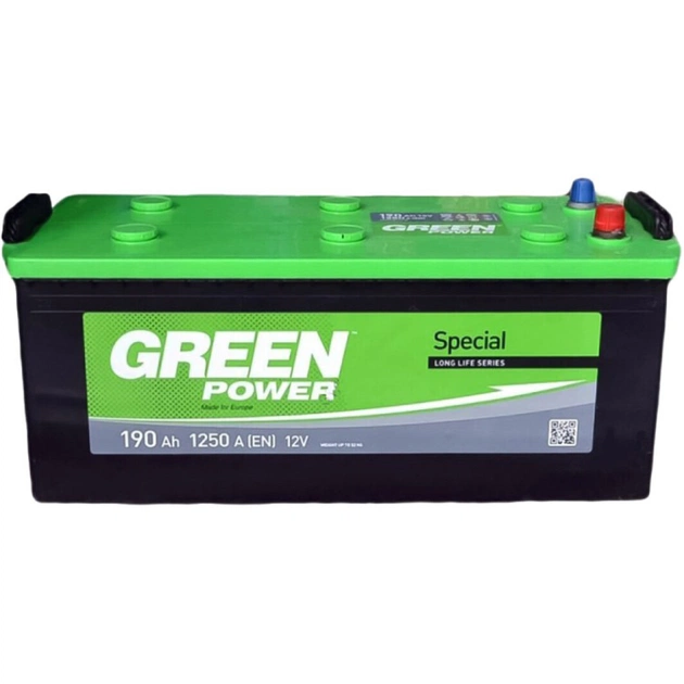 Акумулятор автомобільний GREEN POWER Standart 190Ah бокова(+/-) (1250EN) (22357) - изображение 1