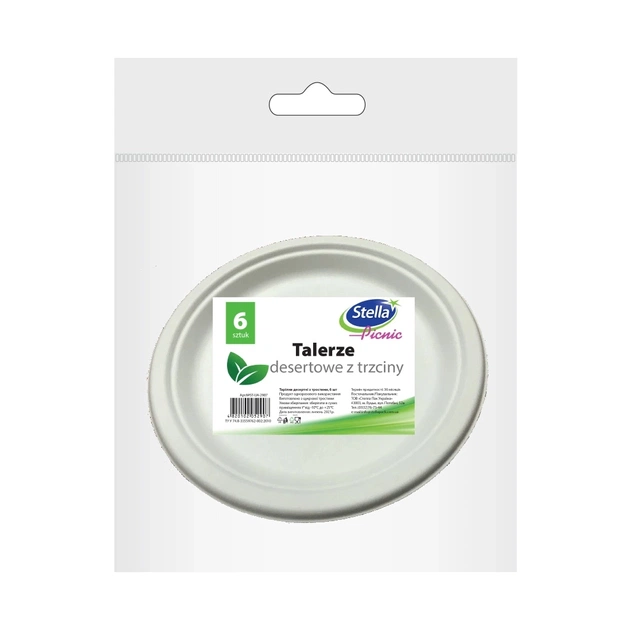 Тарілки одноразові Stella десертні з тростини D18 см 6 шт. (4820102052907) - picture 1