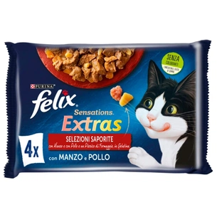 Вологий корм для кішок Purina Felix Sensations Extras з яловичиною та куркою 4х85 г (7613287487377) зображення 1