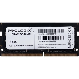 Модуль пам'яті для ноутбука SoDIMM DDR4 8GB 3200 MHz Prologix (PRO8GB3200D4S) зображення 1