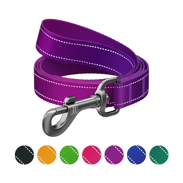Поводок для собак WAUDOG Nylon Mono, светоотражающий L-XXL фиолетовый (52199) - изображение 1