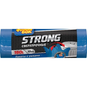 Пакети для сміття Фрекен БОК Strong надміцні із вушками Сині 160 л 10 шт. (4823071639575) зображення 1