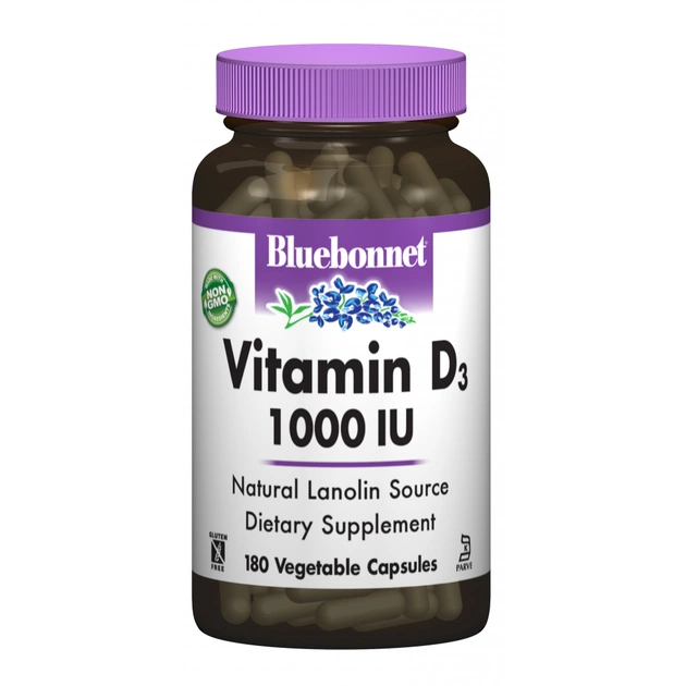 Вітамін Bluebonnet Nutrition Вітамін D3 1000IU, 180 вегетаріанських капсул (BLB0313) - изображение 1