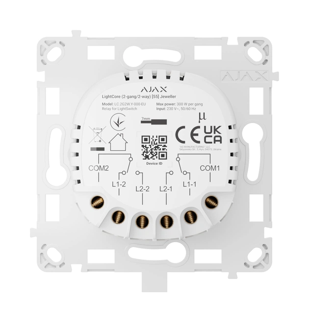 Розумний вимикач Ajax LightCore(2-gang/2-way) - picture 3