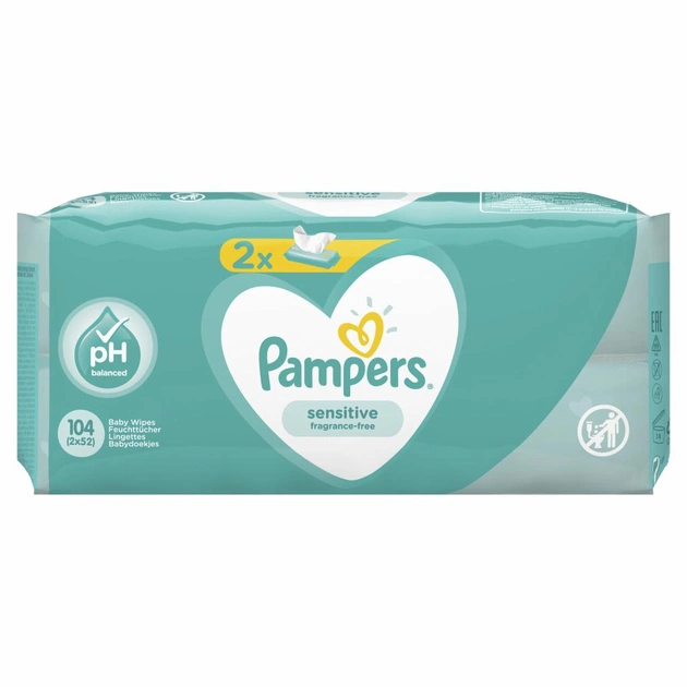 Дитячі вологі серветки Pampers Sens 2x52 (8001841062334) - зображення 1