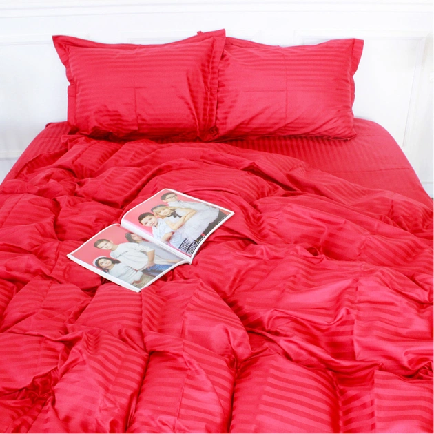Постільна білизна MirSon SatinStripe 30-0018Red 200х220 Євро (2200005254516) - зображення 1
