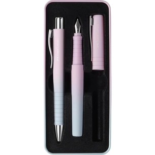 Ручка кулькова Faber-Castell набір ручок POLY Ball Set в металевому пеналі (перо М + кульк. ручка), колір корпусу рожево-блак (33116) зображення 1