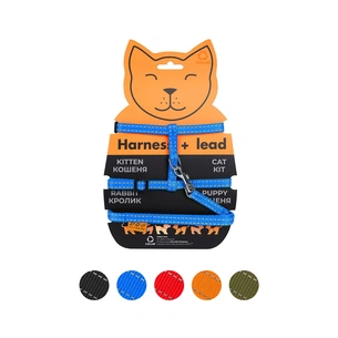 Шлея для котів Dog Extreme з нейлону з повідцем Ш 10 мм Д 110 см блакитна (42852) зображення 1