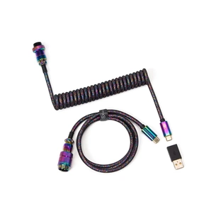 Дата кабель USB 2.0 AM to USB-C 1.08m Premium Coiled Aviator Straight rainbow plated black Keychron (CAB5_KEYCHRON) зображення 1