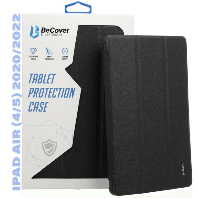 Чехол для планшета BeCover Tri Fold Hard TPU Apple iPad Air (4/5) 2020/2022 10.9" Black (711106) - изображение 1