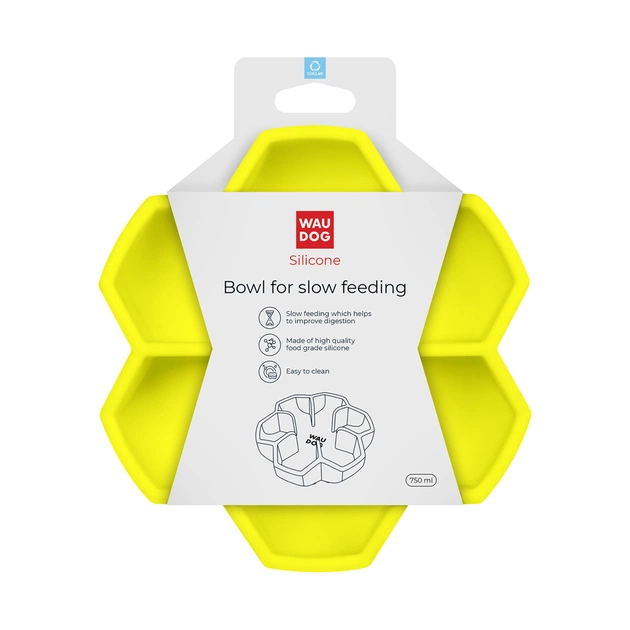 Універсальний посуд для тварин WAUDOG Silicone миска для повільного харчування 750 мл жовта (23548) - picture 4
