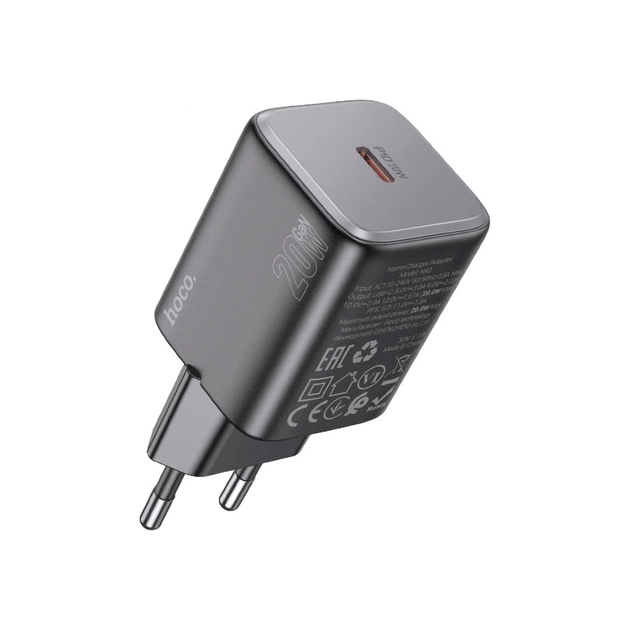 Зарядний пристрій HOCO N40 Mighty USB-C PD20W Black (6942007616966) - зображення 1