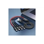 Дата кабель USB 2.0 AM to Lightning + Micro 5P + USB-C 1.0m 2A nylon X76 black+red+blue HOCO (6931474768650) - зменшене зображення 4