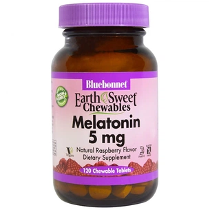 Амінокислота Bluebonnet Nutrition Мелатонін 5 мг, Смак Малини, Earth Sweet Chewables, 120 жув. (BLB-00997) зображення 1