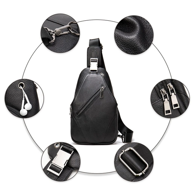 Сумка Vintage Слінг через плече в зернистій шкірі Чорна (20249) - зображення 5