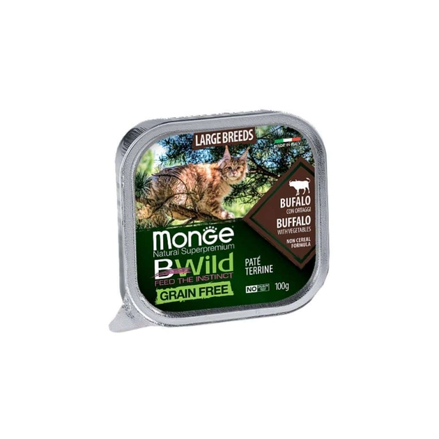 Паштет для кошек Monge BWild Grain Free Wet Buffalo Large Breeds 100 г (8009470012850) - изображение 1